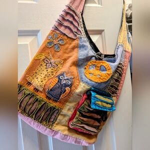 BohoPatchwork Owl Design Shoulder Bag
